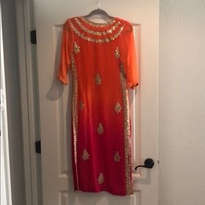 Orange and pink Indian suit